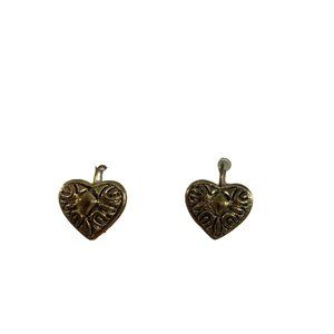 French Laundry Earrings Hearts Gold Tone Hooks New on Card Valentines Love